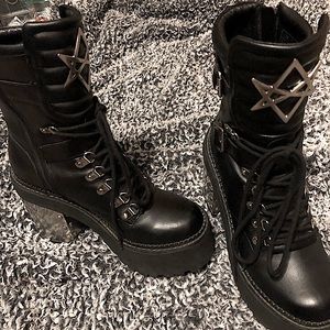 goth killstar platform metal plate boots